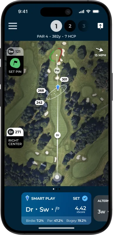 Arccos app: AI Strategy screen