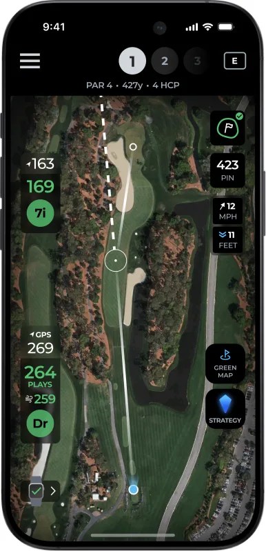 Arccos app: Digital Yardage Book screen